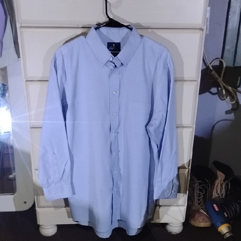 Stafford Light Blue Long-Sleeve Button-Up Dress Shirt